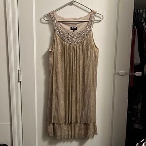 Women’s Gold and Silver Decorative Neckline Cocktail Dress